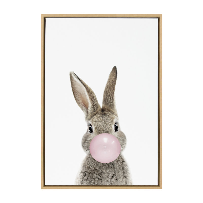 «Bubble Gum Bunny» par Amy Peterson, reproduction d'art sur toile encadrée, H 33 po x l 23 po, Naturel