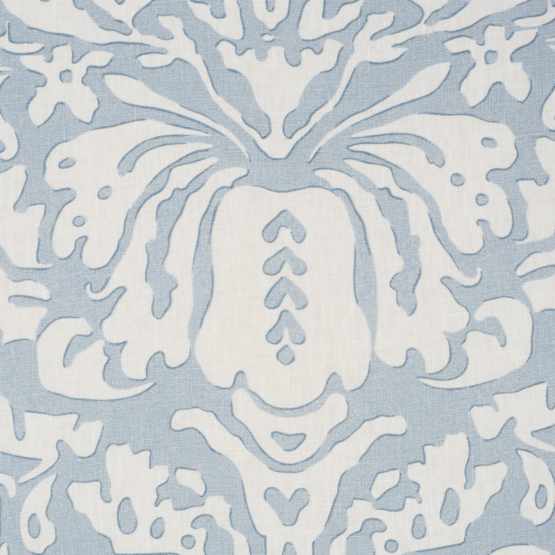 Schumacher X Veere Grenney Suffolk Damask Fabric, Blue