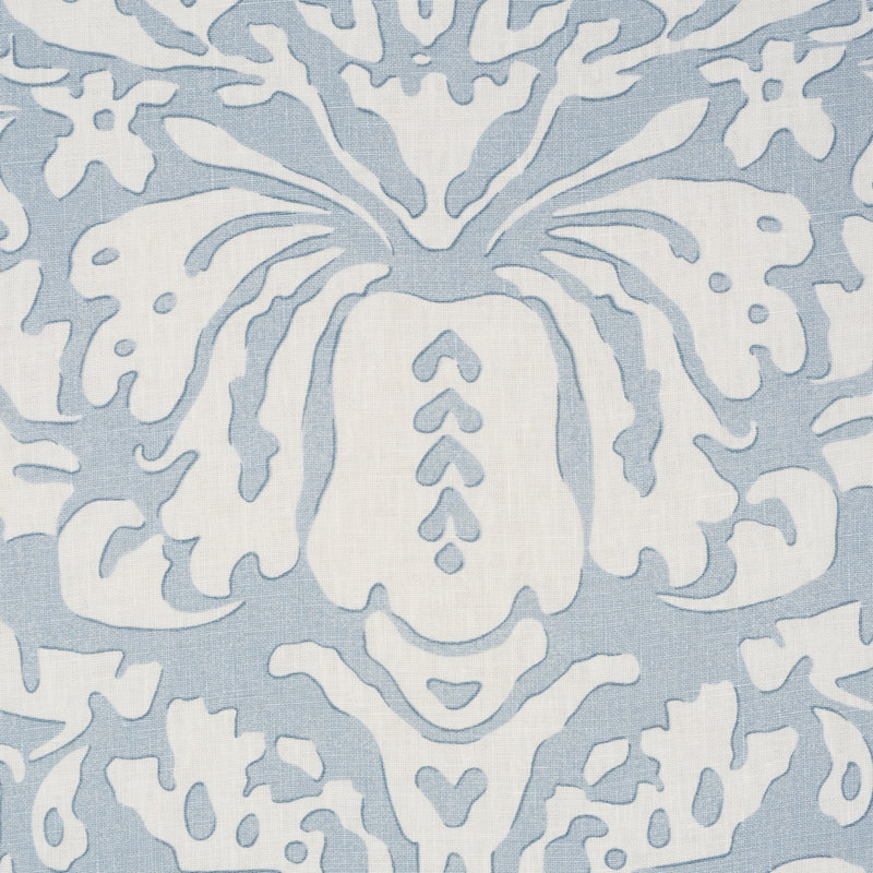 Tissu damassé Schumacher X Veere Grenney Suffolk, Bleu