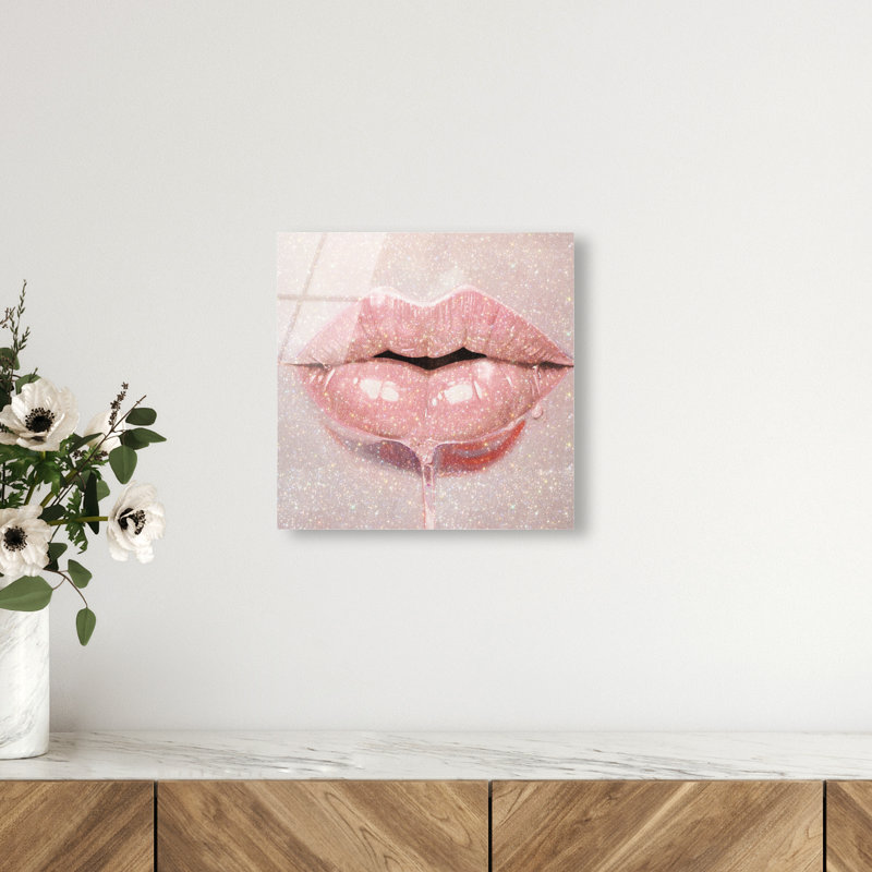 Lux Kiss Pink Canvas Fashion Print by Oliver Gal, 12"H x 12"W, High-Gloss Acrylic Print