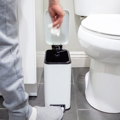 Qualiazero 1.3 Gallon Slim Stainless Steel Bathroom Trash Can