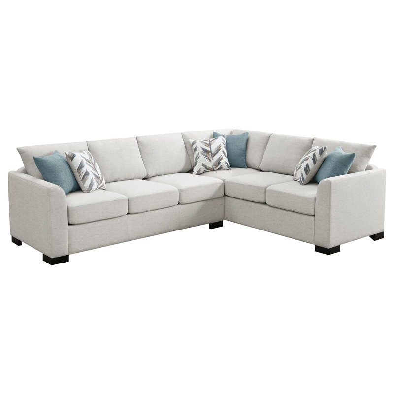 Ashlee Sleeper Sectional Sofa, Greige Chenille, 6 Pillows, 111 Inch