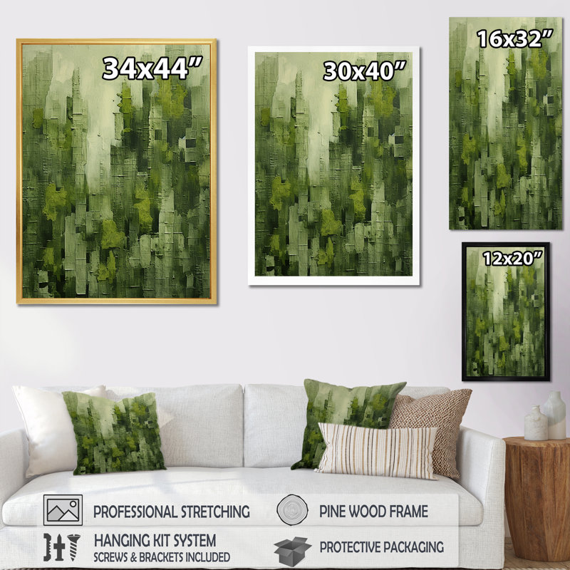 " Mint Monoliths Skyscraper Building I ", 32" H x 16" W x 1" D, Black Floater Frame