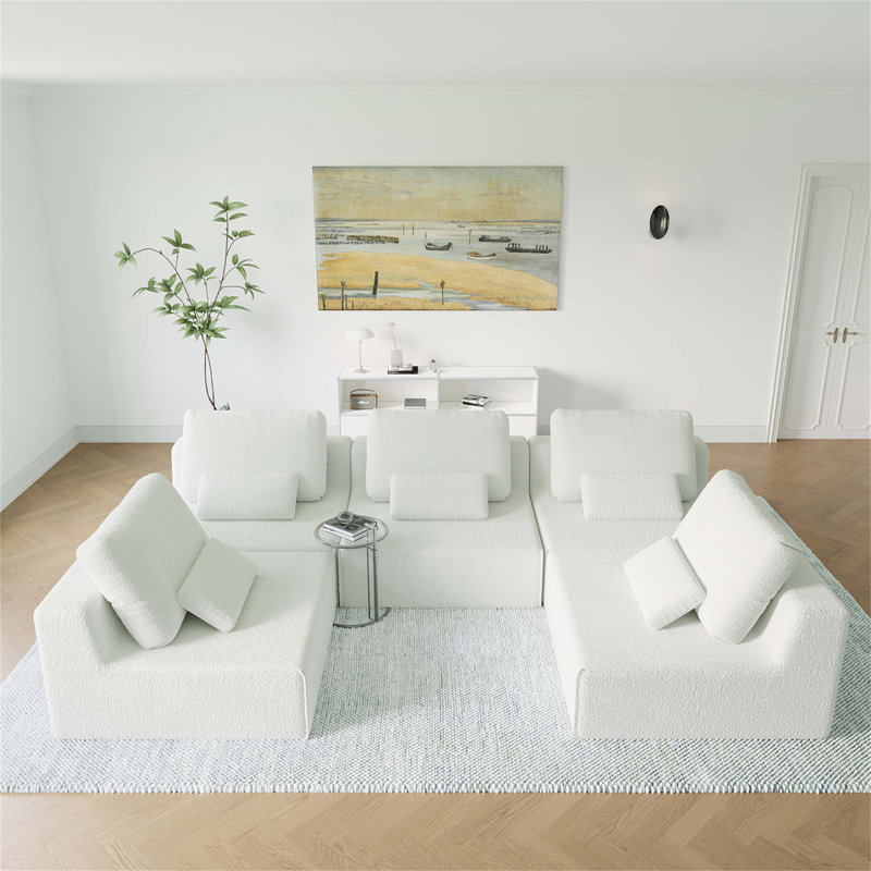 Canapé modulaire surdimensionné surdimensionné, ensemble de canapé de plancher Boucle de luxe, canapé convertible compressé pour une détente confortable dans le salon et des combinaisons gratuites