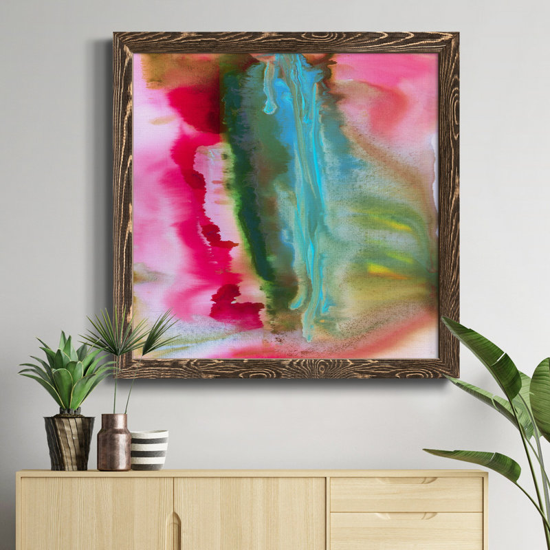Summer Romance II - Peinture sur toile encadrée, H 17 po x l 17 po x P 1,5 po, Cadre noyer