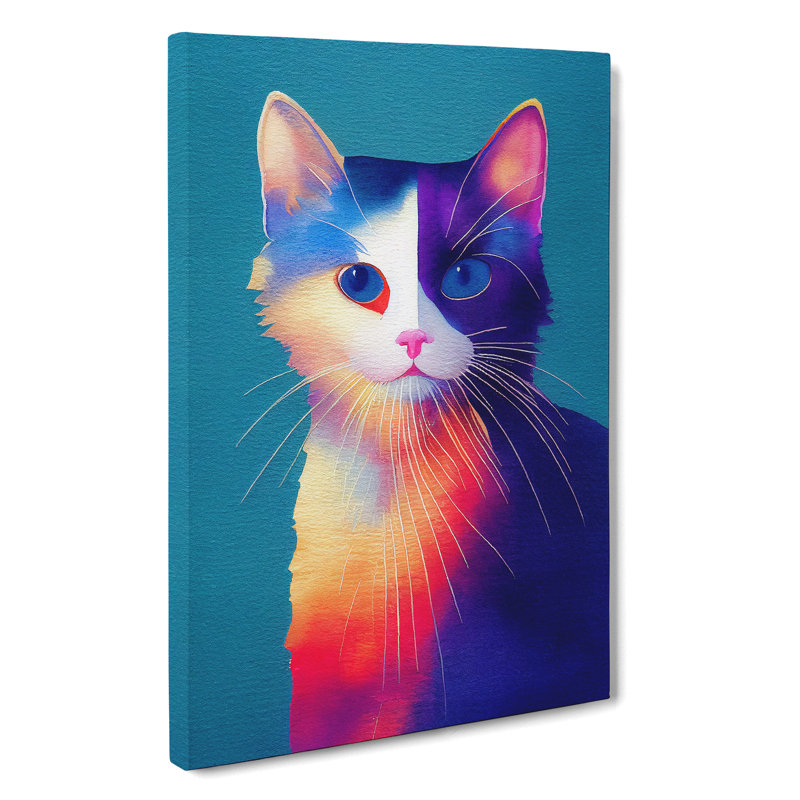 Cat In Watercolour No.5 - Wrapped Canvas, 50cm H x 35cm W x 3cm D