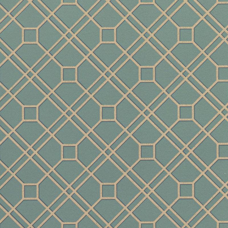 Wallpaper Roll, Teal/Bronze