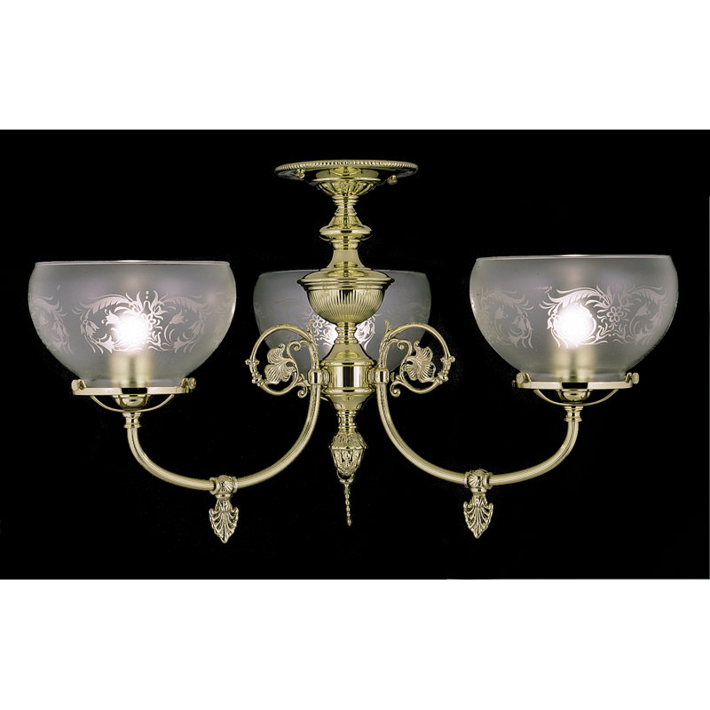 Lustre classique/traditionnel ombré 3 lumières Volney, Laiton poli