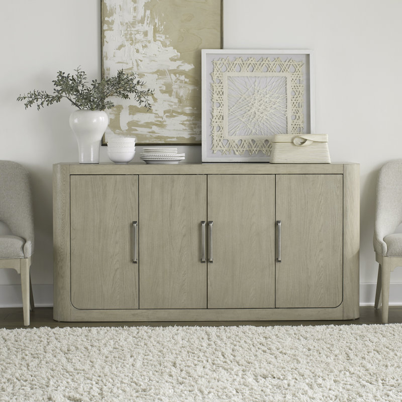 Shaly Server w/ 3 Cabinets & Adjustable Shelves, Beige
