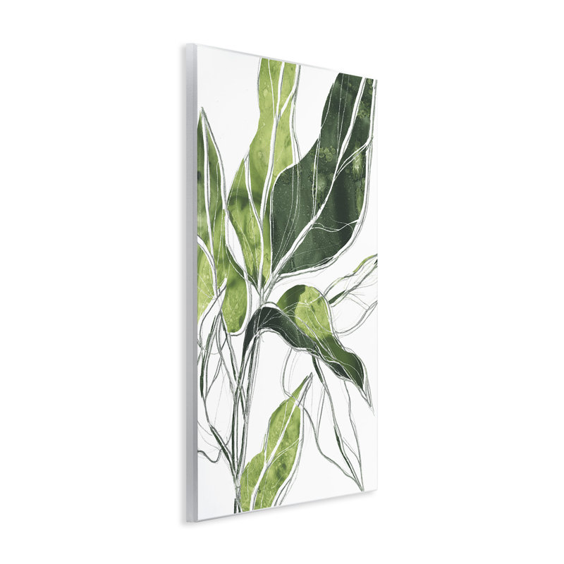 Motif de lignes vert palmier expressif, H 15 po x l 10 po