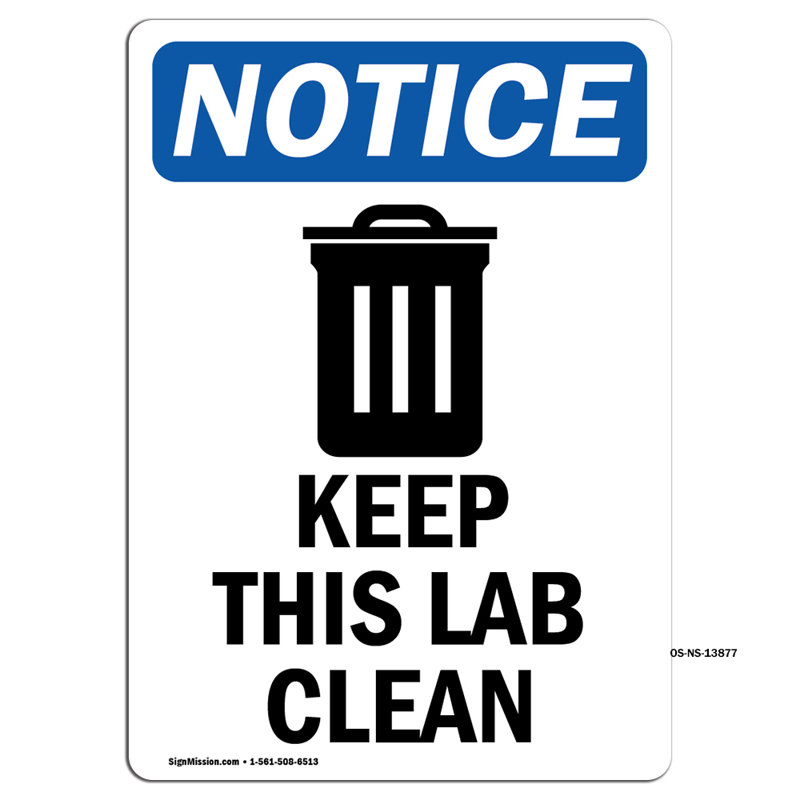 Ensemble de 10 panneaux d'affichage OSHA - Keep This Lab Clean