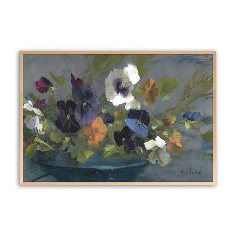 Impression d'un arrangement de pensées vives, Érable brut, H 12 po x l 15 po