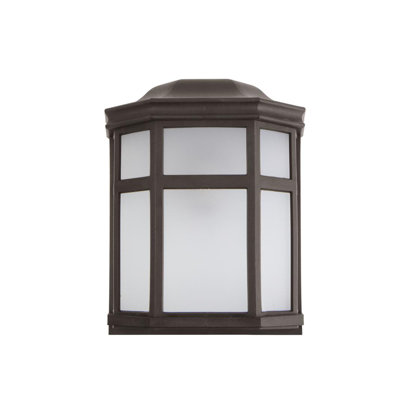 Sedona Wide Wall Mount Outdoor Security Sconce with Frosted Acrylic Lens, Dusk-to-Dawn & Motion Sensor