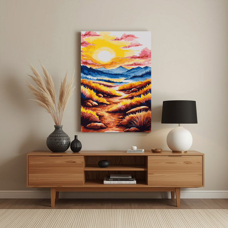 Aquarelle paysage 46, art mural en métal brun, H 10 po x l 8 po