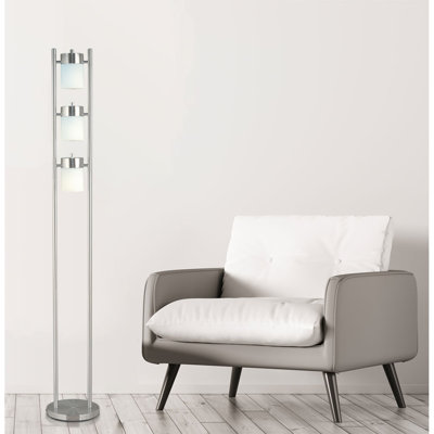 65 po H 3-WHITE-HEAD AVEC DEUX FAÇADES RÉGLABLES LAMPE DE SOL (1 PC / NTC / 1,10 pi cu / 12,32 lb / pi³)