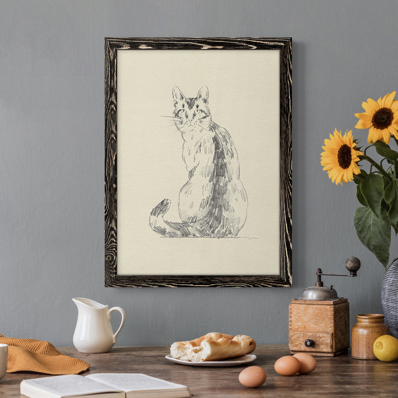 " House Cat V " Painting Print, Black Framed, 20" H x 24" W x 1" D