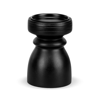 Ebony Wood Small Pillar Candle Holder - 4.5X6.5In