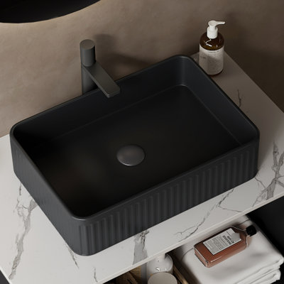 Récipient rectangulaire en céramique de haute qualité de 20 po dans la salle de bain, sans robinet, armoire, lavabo à eau sans rebords incurvés, matériau, problème de mise en commun
