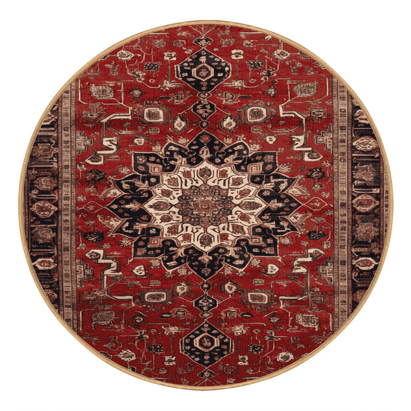 Machine Washable Persian Brown Area Rug, Round 3'