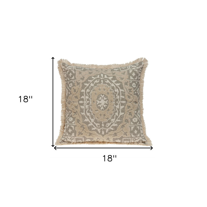 Coussin décoratif transitionnel Parkland, Beige / kaki