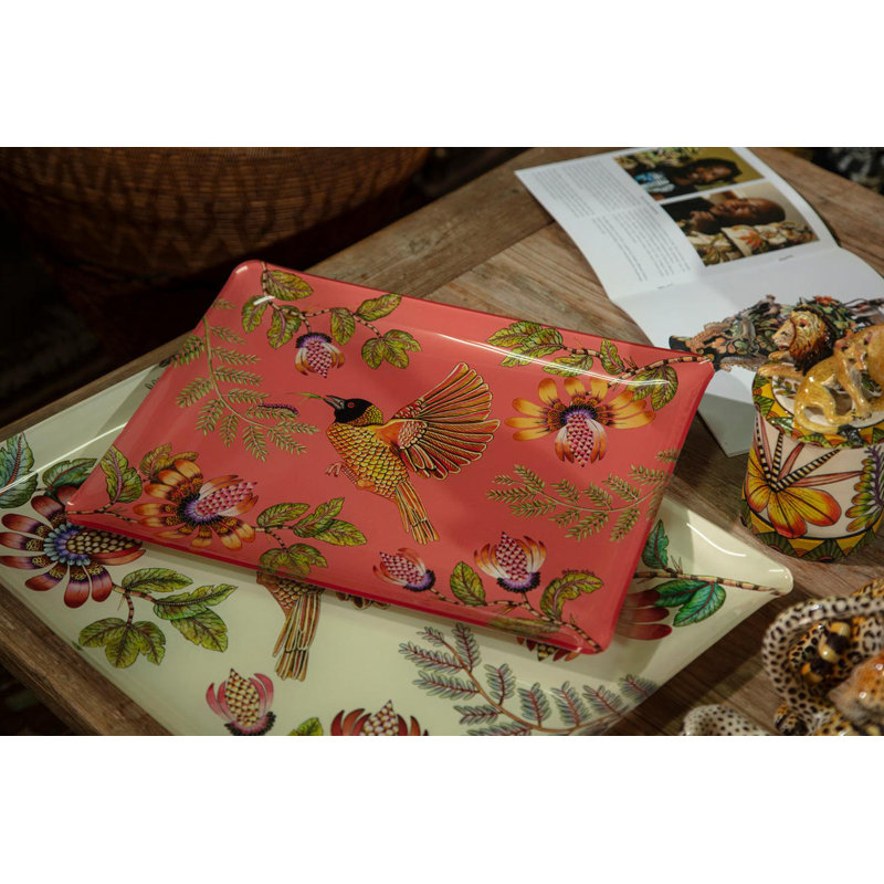 Weaver Garden Acrylic Tray, 18" W x 14" D x 1.5" H, Coral