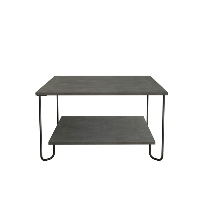 Marvin Coffee Table 4 Legs Coffee Table - Modern Rectangular Coffee Table with Lower Shelf, Retro Gray
