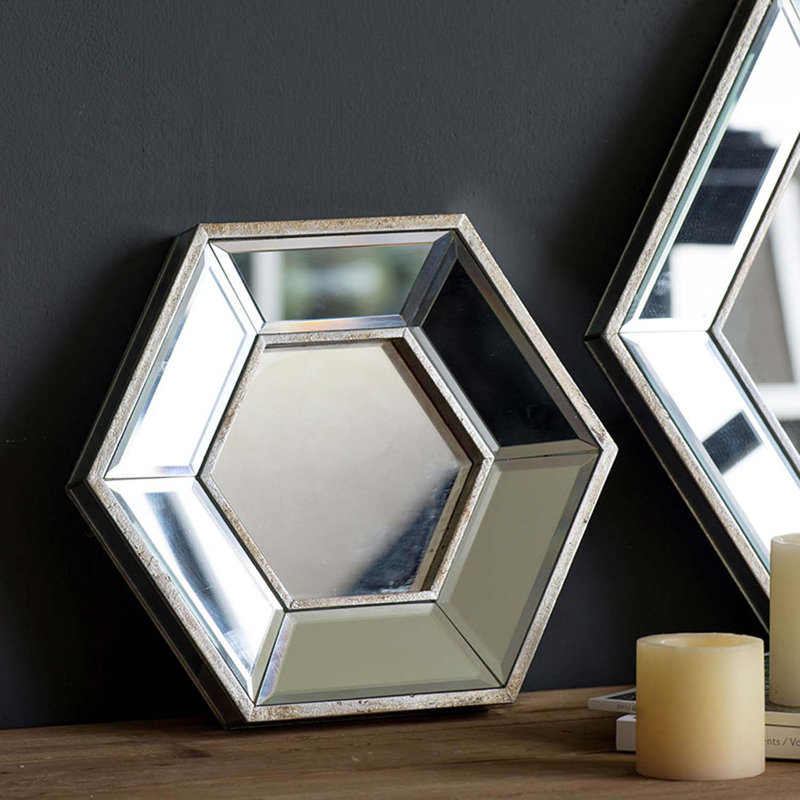 Glass Frame Mirror, 12" H x 14" W
