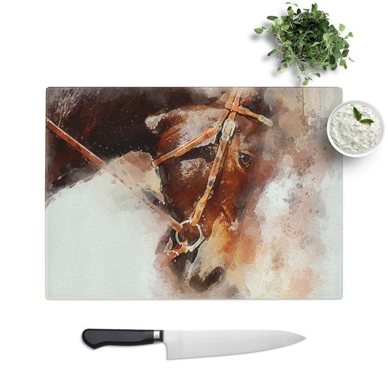 Glass Horse in Abstract Chopping Board, 39 cm W x 28.5 cm L