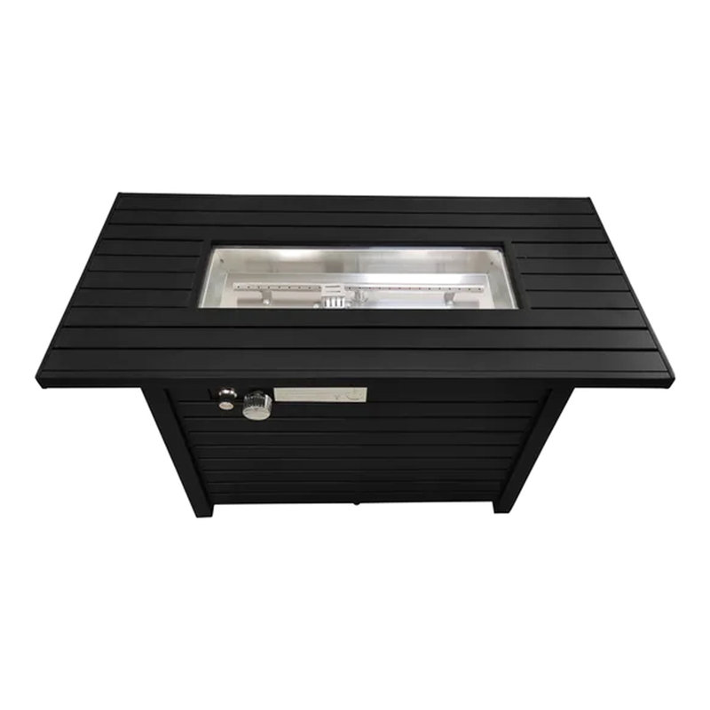 Table de foyer d'extérieur en acier avec couvercle, H 25 po x l 42 po - Transforme votre patio en un couvercle confortable idéal pour la détente et les rassemblements