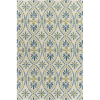 Tapis intérieur / extérieur abstrait en polypropylène bleu, vert et beige touffeté à la machine Shoreham