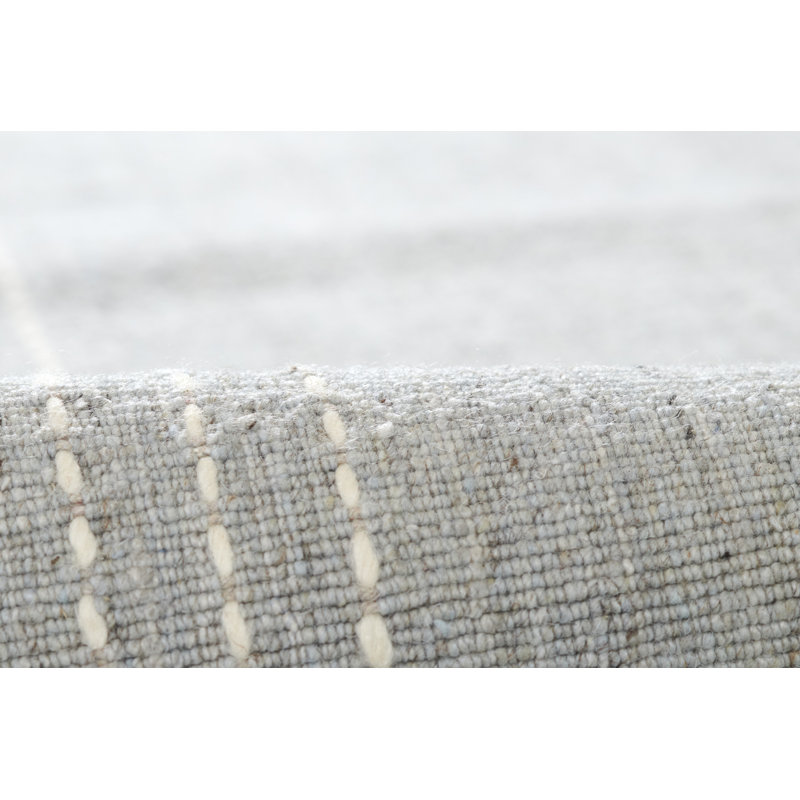 Momeni Oliver Solid Wool and Polyester Hand Loomed Light Blue Area Rug, Runner 2'3" x 8'