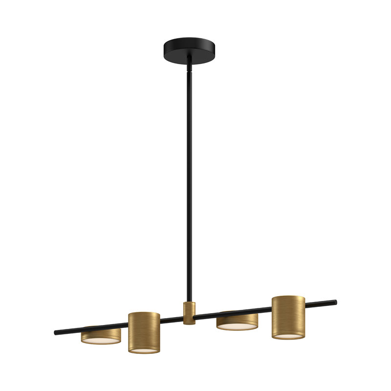 Jayden 4 - Light LED Kitchen Island Pendant, Black/Brushed Gold