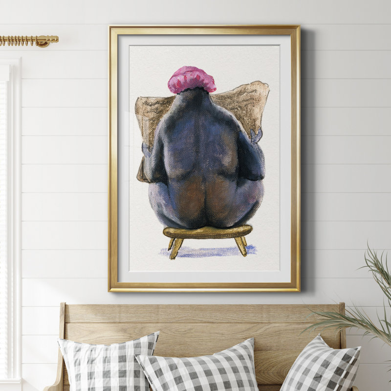 «Bath Animals III», reproduction de cadre photo sur papier, H 26,5 po x l 36,5 po x P 1,5 po, Papier encadré doré
