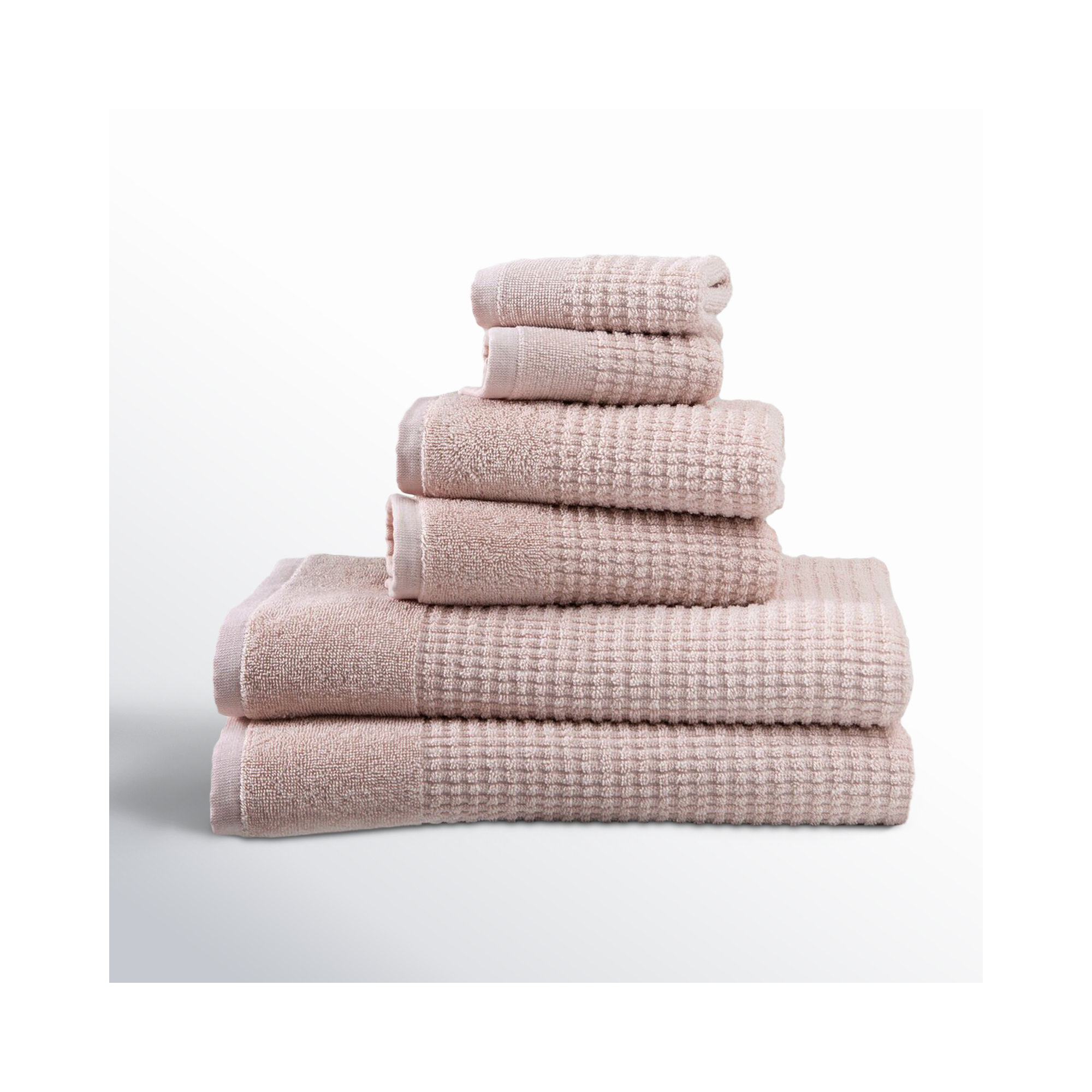 Earline 6 Piece Turkish Cotton Towel Set, Pink
