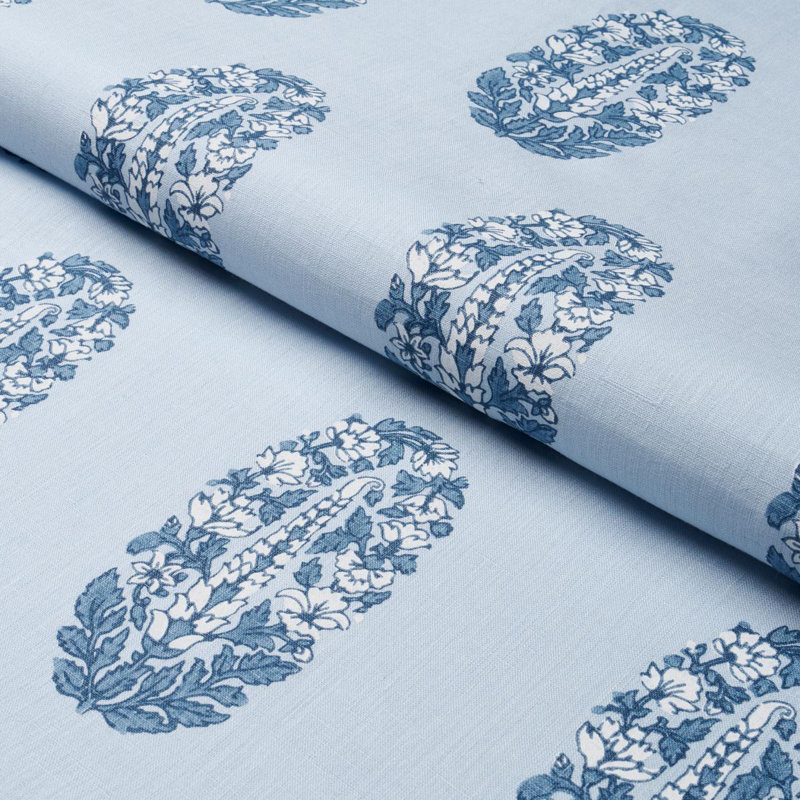 Askandra Flower Fabric, Chambray