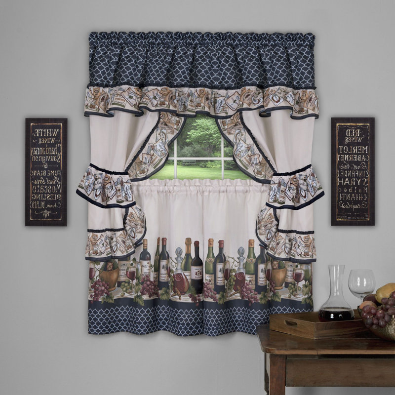 Annyssa Ruffled Kitchen Curtain, 57" W x 24" L