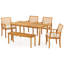 Ensemble de 6 chaises de patio et banc en bois d'acacia avec trou pour parasol 1,97 po PSC