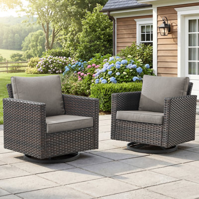 Outdoor Brooksie Swivel Gliding Wicker Chair with Cushions