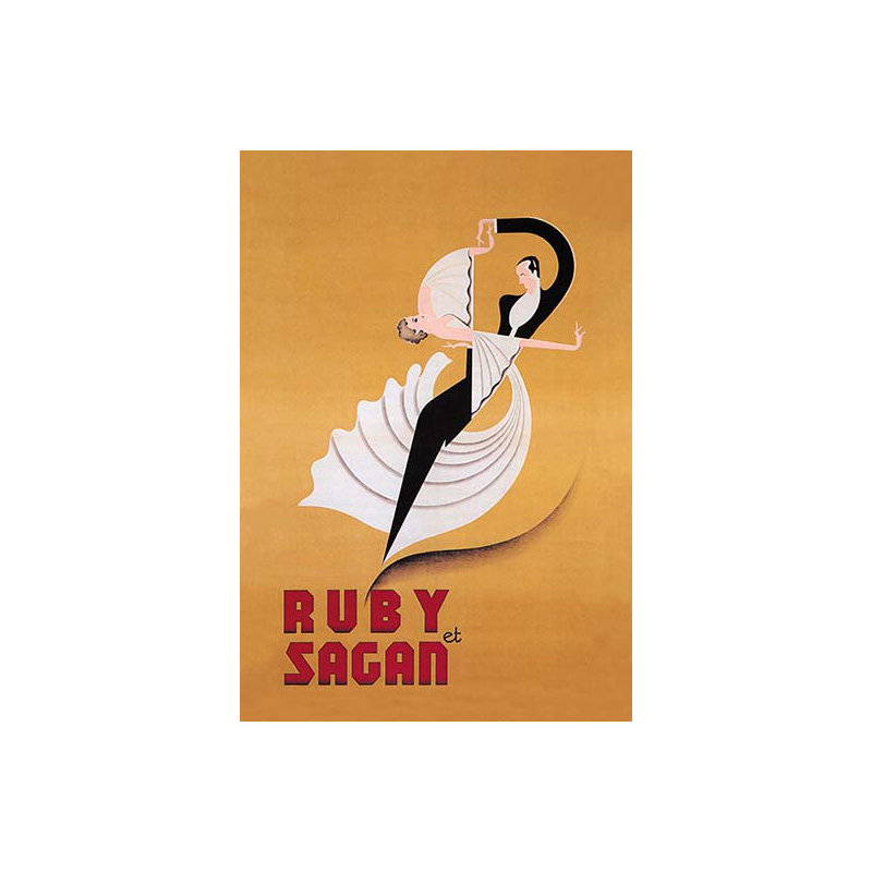 Ruby et Sagan, affiche vintage, H 66 po x l 44 po x P 1,5 po