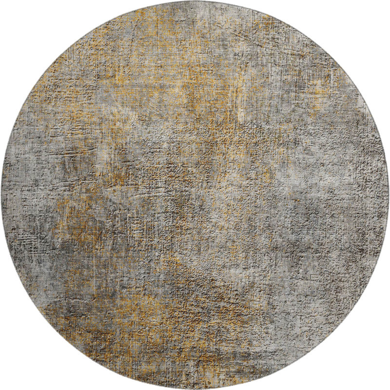 Premium Machine Washable Cerrito AMF593 Gray Rug, Round 8'