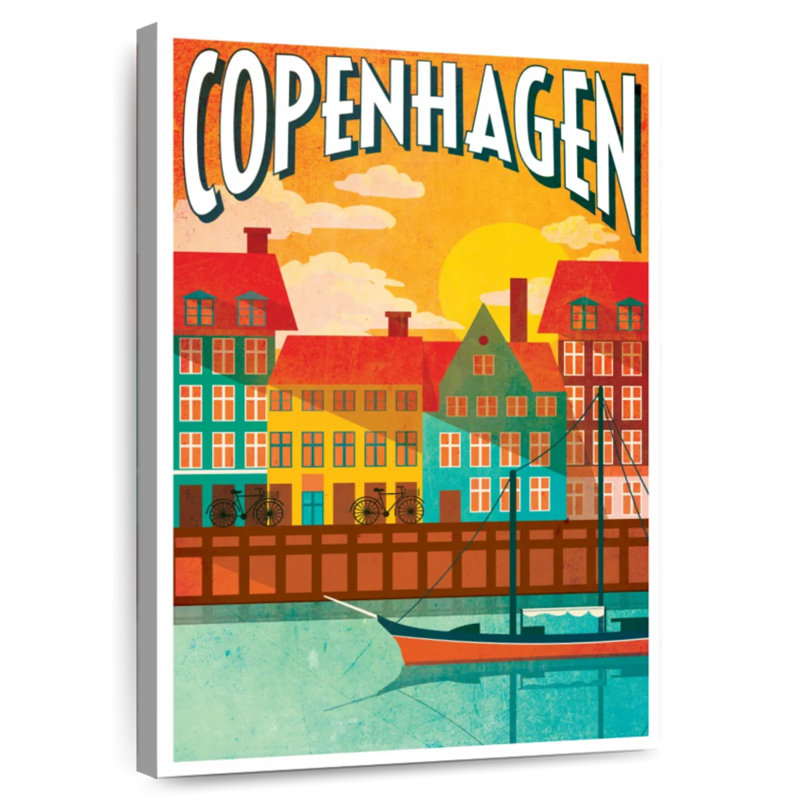 Affiche rétro de la ville de Copenhague, H 39 po x l 26 po