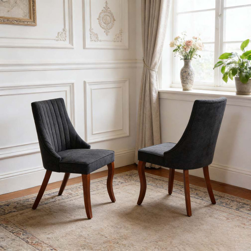 Chaises de salle à manger en chenille, Noir