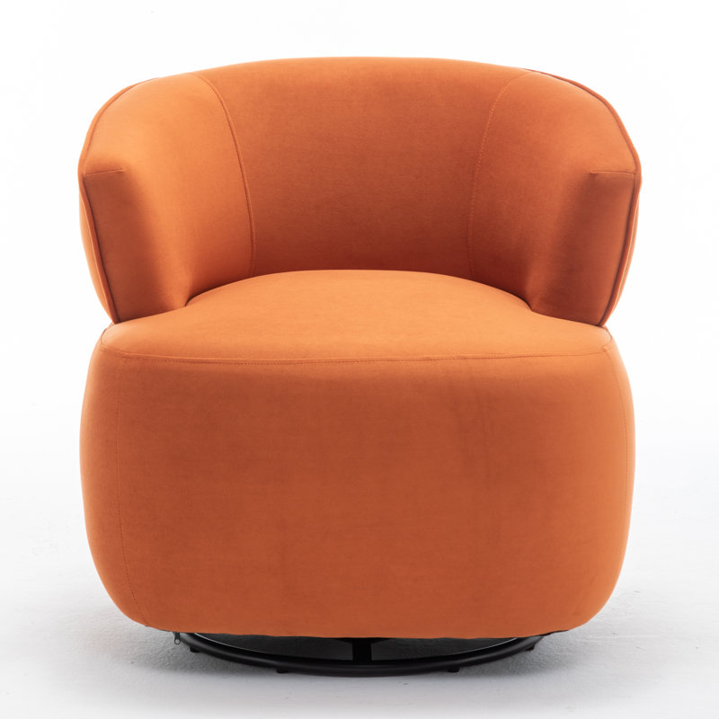 Olevide Swivel Barrel Chair, Orange Velvet
