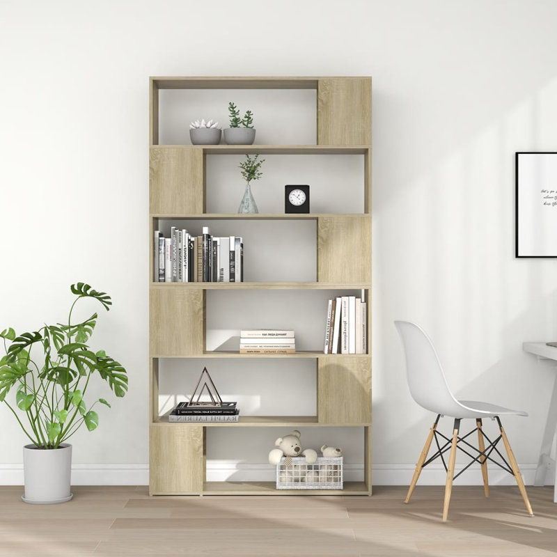 Eslow Room Divider Bookcase, 188cm H x 100cm W x 24cm D, Sonoma Oak