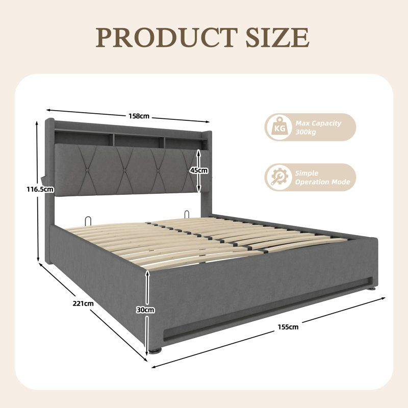 Bed, Kingsize (5'), Beige