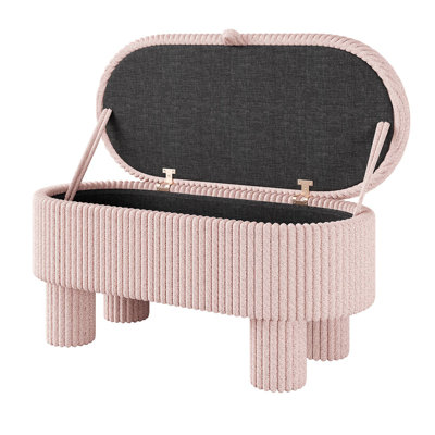 Modern Storage Ottoman Corduroy Upholstered Bench Bedroom Storage Seat Entryway Shoe Bench