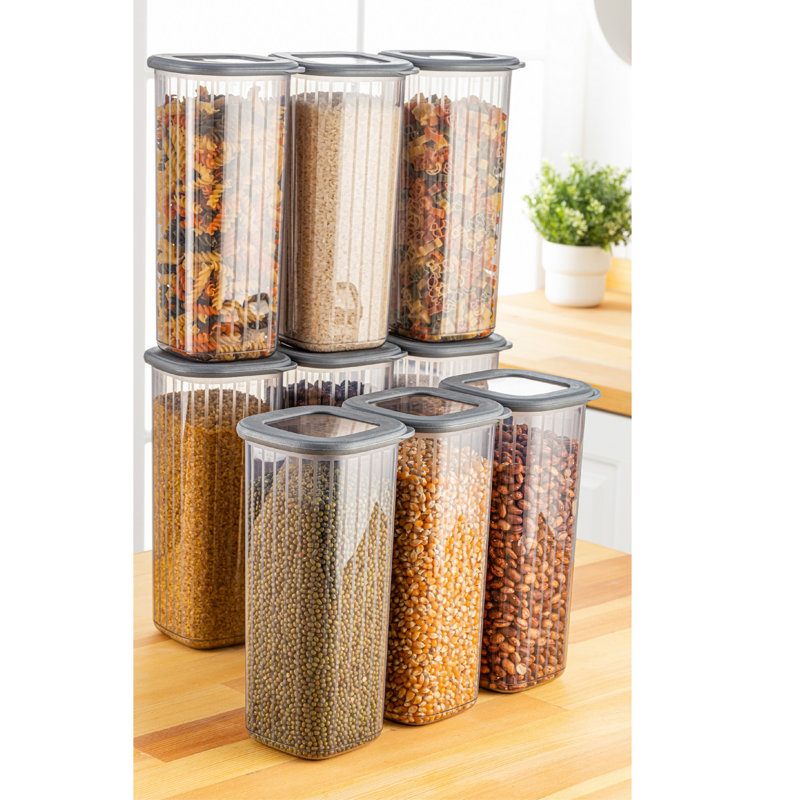 Durable Storage Box Set (9 Pieces), Anthracite Color, 3.9 x 3.9 x 9.6 inches | 100% BPA-Free Plastic, Dishwasher Safe | Ideal for Organizing Home, Office, and Craft Supplies, Space-Saving Design