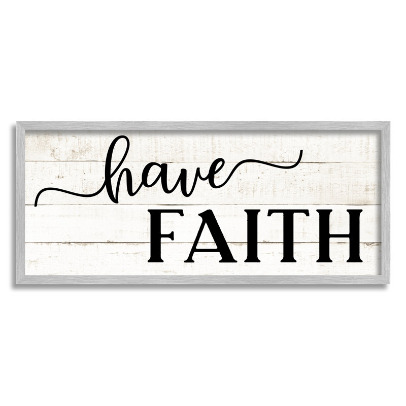 «Have Faith», motif de planches de campagne, H 10 po x l 24 po, Estampe numérique Farmhouse