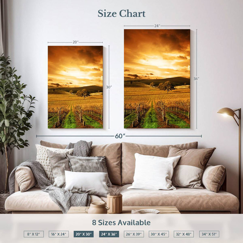 Alvord Autumn Sunset Vineyard, H 36 po x l 24 po