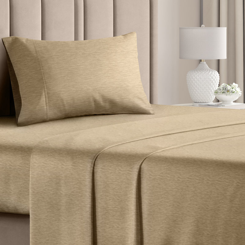 Heathered Tan Queen Microfiber Deep Pocket Sheet Set